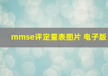 mmse评定量表图片 电子版